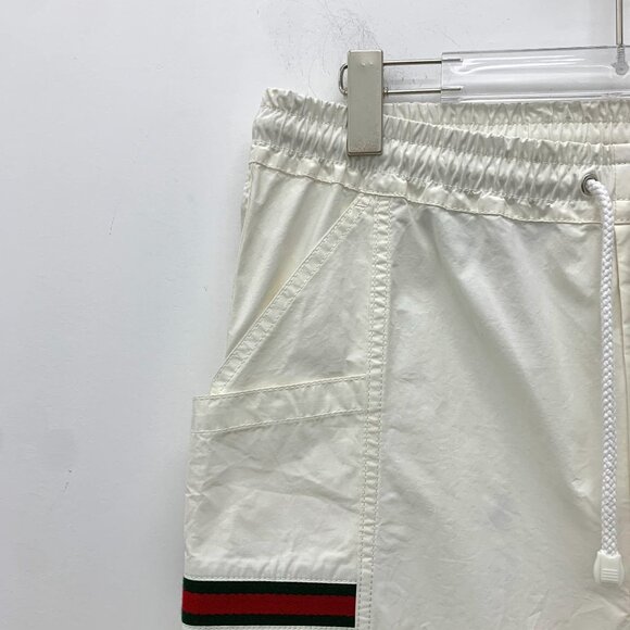 Gucci White Cotton Drawstring Casual Trousers W/ Striped Webbing Details Size M/ - Picture 7 of 8